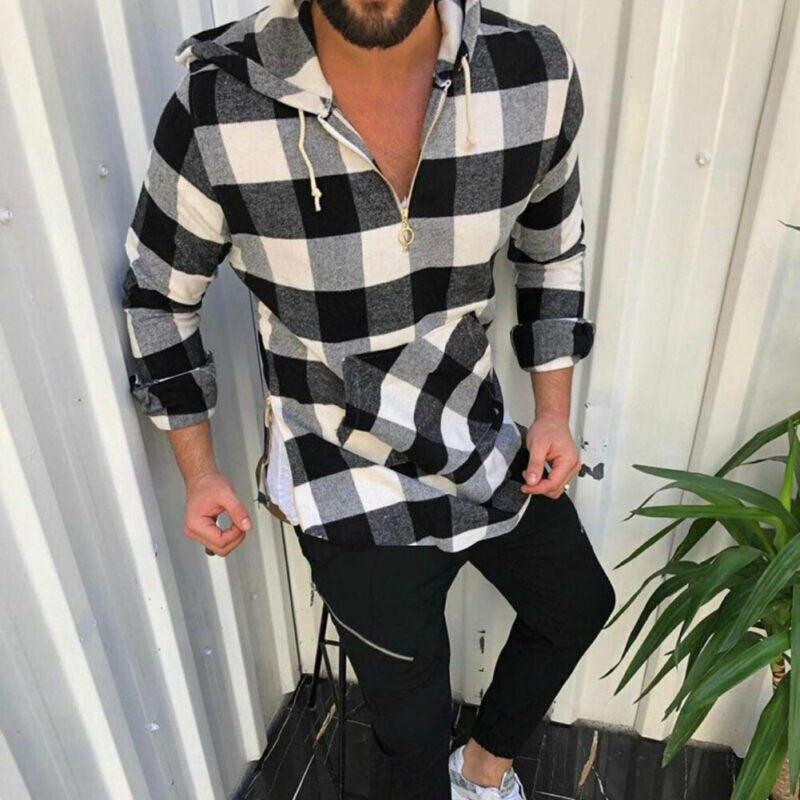 AidansHoodie – Men's Checkered Hoodie-Black-XS-State of Style