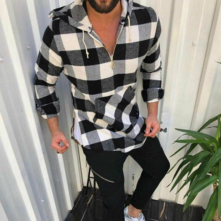 AidansHoodie – Men's Checkered Hoodie-Black-XS-State of Style