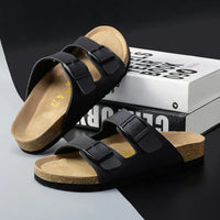 Airy & Comfortable Men's Leather Sandals with Adjustable Straps – Matteo-Black-3.5-State of Style