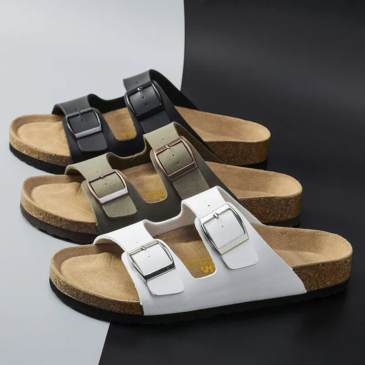 Airy & Comfortable Men's Leather Sandals with Adjustable Straps – Matteo-Black-3.5-State of Style