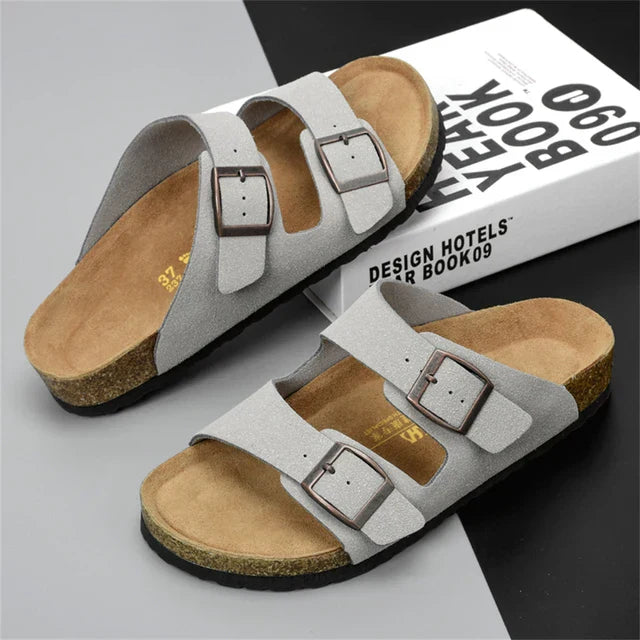Airy & Comfortable Men's Leather Sandals with Adjustable Straps – Matteo-Gray-3.5-State of Style