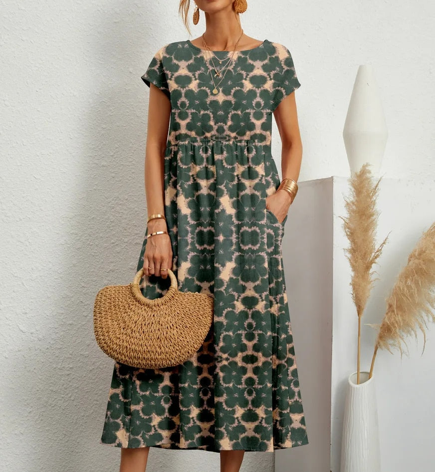 Airy cotton dress – Isadora-Green-S-State of Style