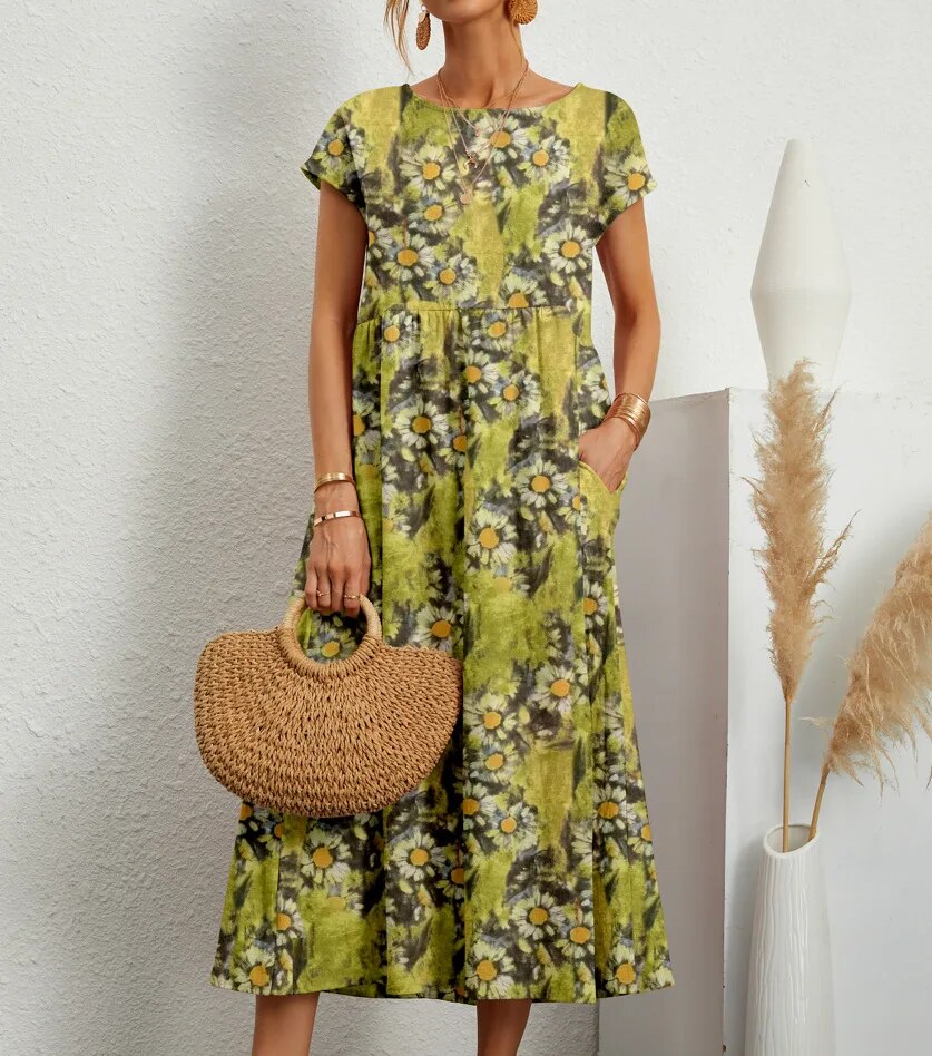 Airy cotton dress – Isadora-Light green-S-State of Style