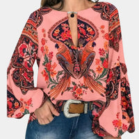 Airy ladies' summer blouse with floral print – Isabelle-Pink-XS-State of Style