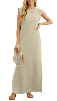 Airy maxi dress with pockets for women – Romy-Khaki-S-State of Style