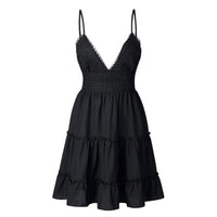 Airy & stylish mini dress with V-neck – Melina-Black-S-State of Style