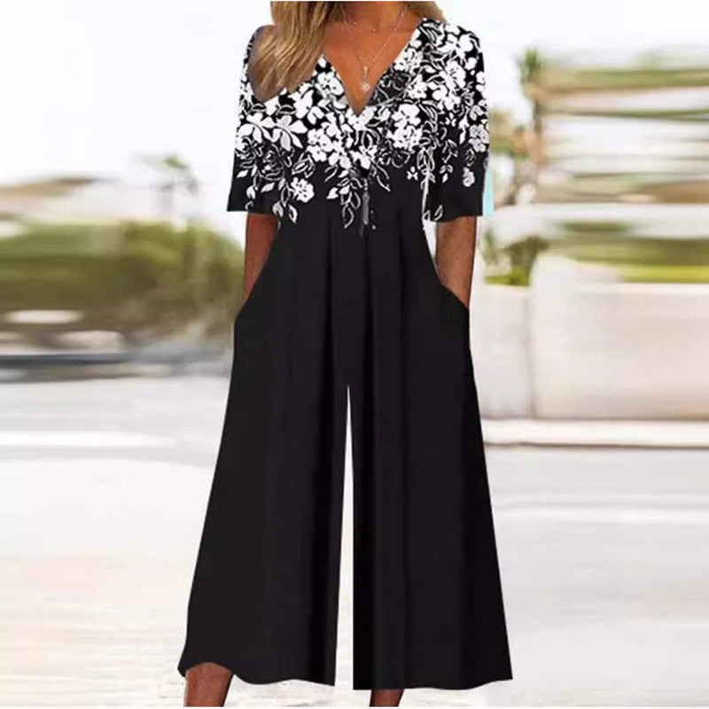 Airy & stylish women’s jumpsuit with wide leg – Elina-Navy blue-S-State of Style