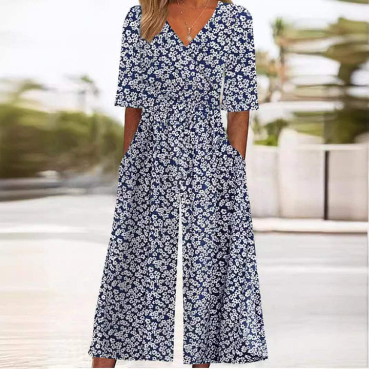 Airy & stylish women’s jumpsuit with wide leg – Elina-Navy blue-S-State of Style