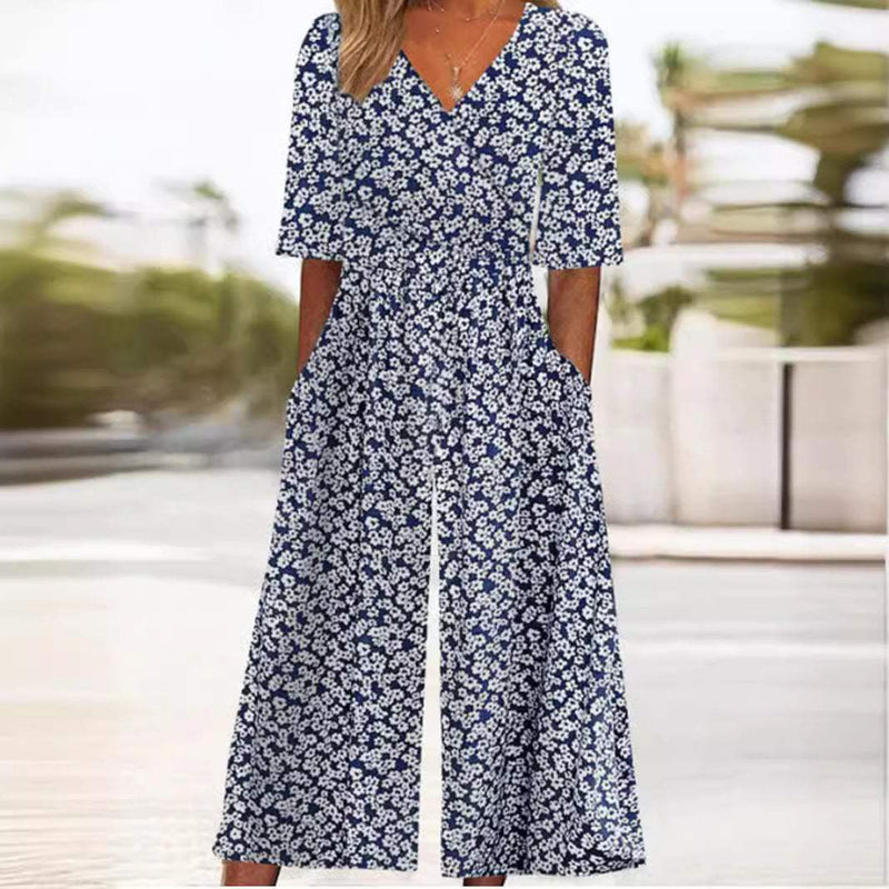 Airy & stylish women’s jumpsuit with wide leg – Elina-Navy blue-S-State of Style