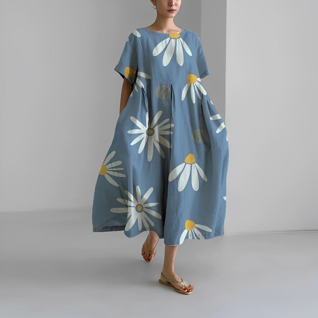 Airy summer maxi dress with waist accent - Clara-Light blue-S-State of Style