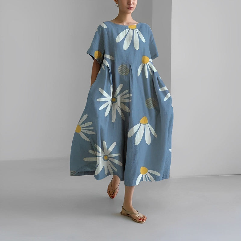 Airy summer maxi dress with waist accent - Clara-Light blue-S-State of Style