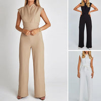 Airy women's jumpsuit with wide legs and a V-neck – Maribel-Black-S-State of Style