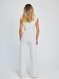 Airy women's jumpsuit with wide legs and a V-neck – Maribel-Black-S-State of Style