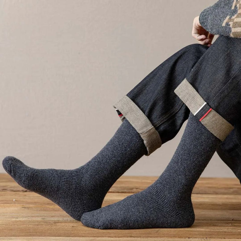 Alexis Traditional Socks – 3-Pack Warm Wool Knee-High Retro Socks-Dark Grey-State of Style