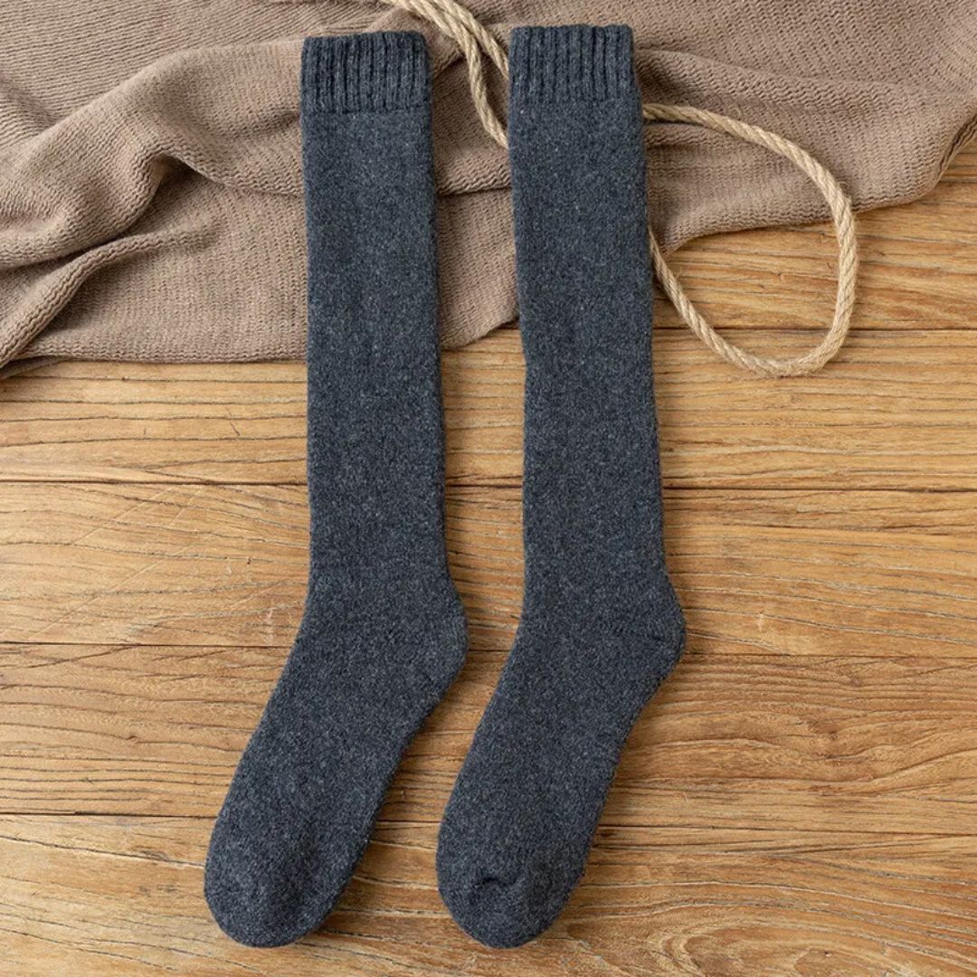 Alexis Traditional Socks – 3-Pack Warm Wool Knee-High Retro Socks-Dark Grey-State of Style