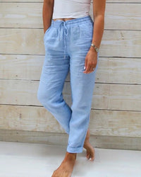 Alison’s Relaxed Linen Pants-Blue-S-State of Style