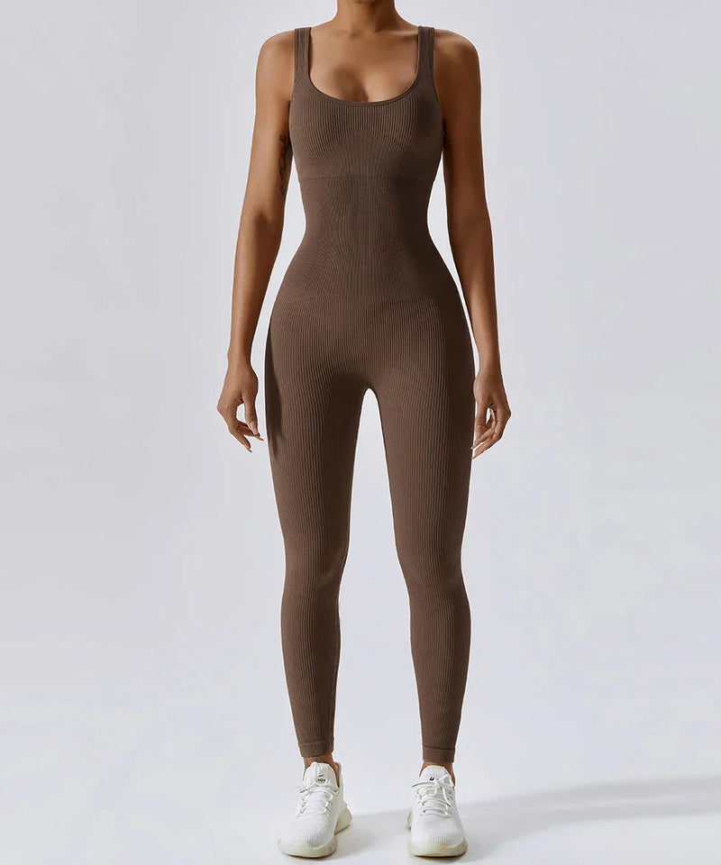 All-Season Women's Fitness Jumpsuit - Nova-Brown-L-State of Style