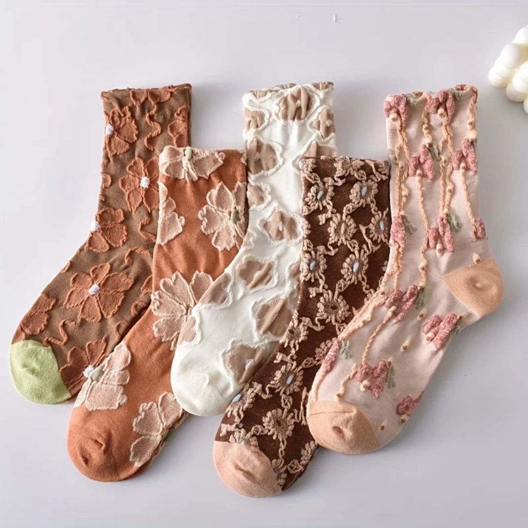 Althea Traditional Socks – Retro Ethnic Pattern with Textured Details-4-State of Style