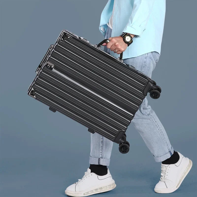Aluminium frame hard shell suitcase – Geneva-Black-S (38 L)-State of Style