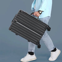 Aluminium frame hard shell suitcase – Geneva-Black-S (38 L)-State of Style