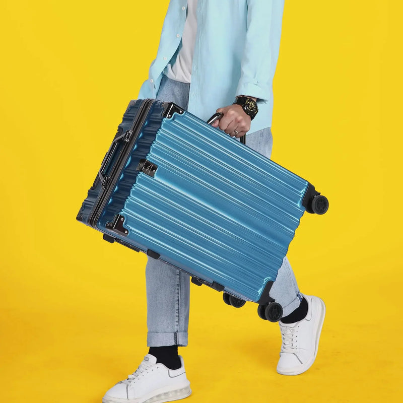 Aluminium frame hard shell suitcase – Geneva-Blue-S (38 L)-State of Style