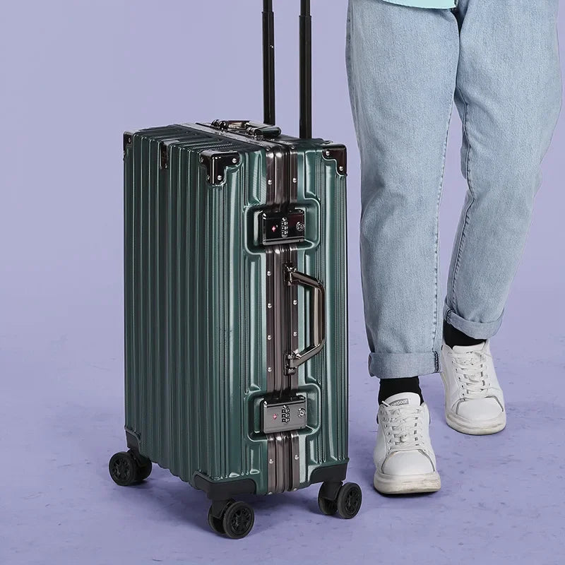 Aluminium frame hard shell suitcase – Geneva-Dark green-S (38 L)-State of Style