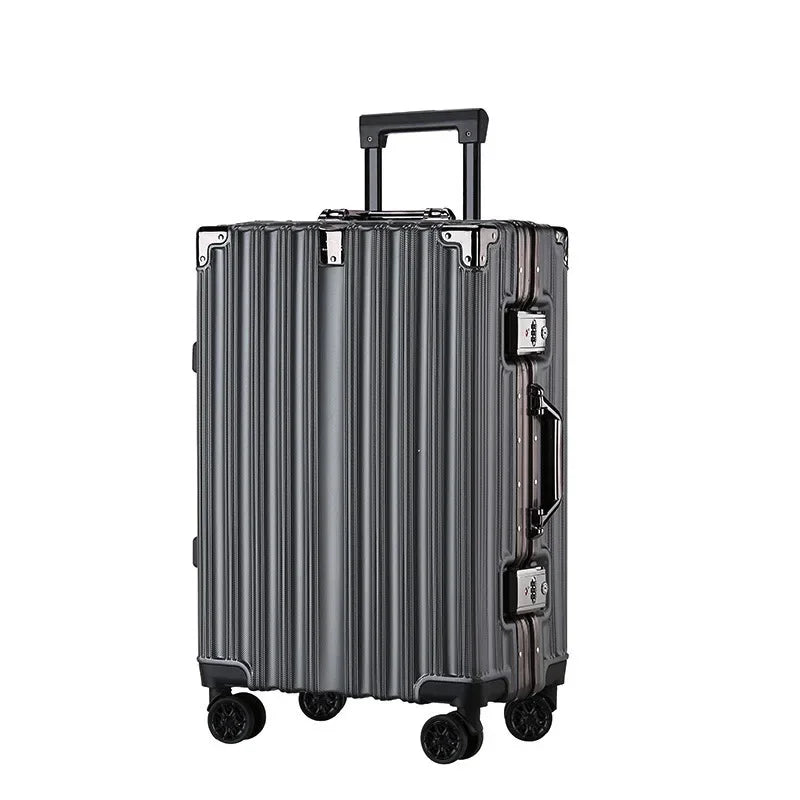 Aluminium frame hard shell suitcase – Geneva-Gray-S (38 L)-State of Style