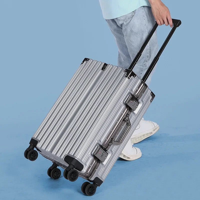 Aluminium frame hard shell suitcase – Geneva-Red-S (38 L)-State of Style
