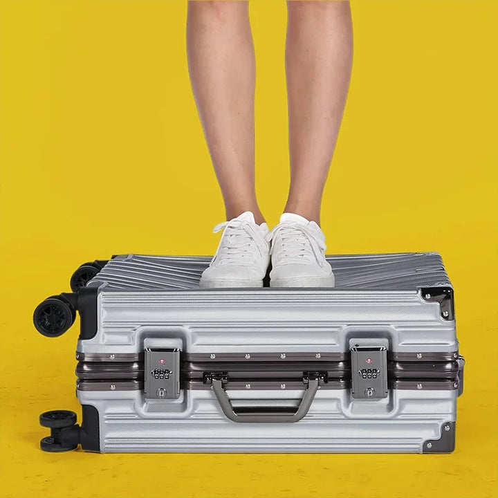 Aluminium frame hard shell suitcase – Geneva-Red-S (38 L)-State of Style