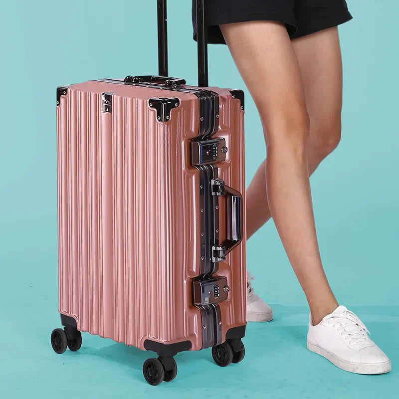 Aluminium frame hard shell suitcase – Geneva-Rose gold-S (38 L)-State of Style