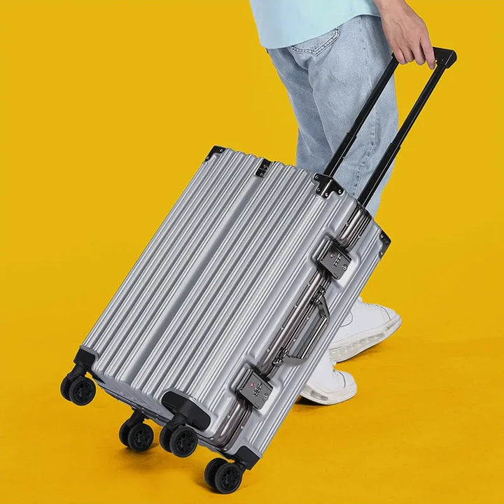 Aluminium frame hard shell suitcase – Geneva-Silver-S (38 L)-State of Style