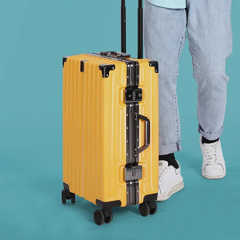 Aluminium frame hard shell suitcase – Geneva-Yellow-S (38 L)-State of Style