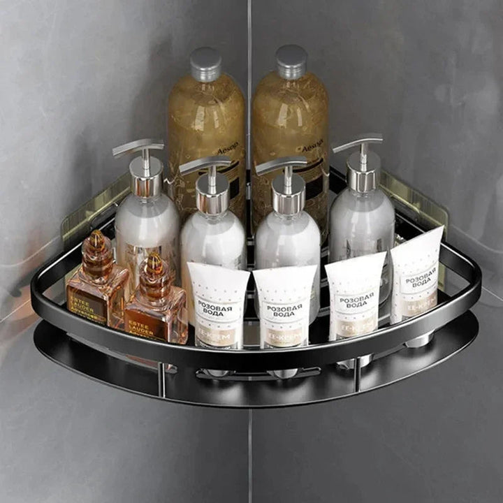 Aluminium Wall Shelf for Bathroom Corners - Cornerix-Black-State of Style