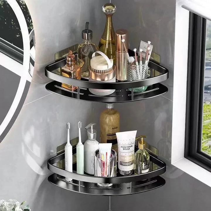 Aluminium Wall Shelf for Bathroom Corners - Cornerix-Black-State of Style