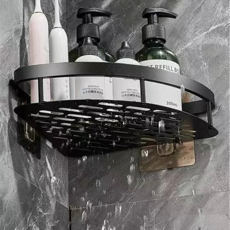 Aluminium Wall Shelf for Bathroom Corners - Cornerix-Black-State of Style