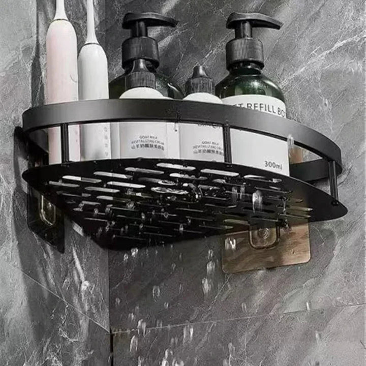 Aluminium Wall Shelf for Bathroom Corners - Cornerix-Black-State of Style