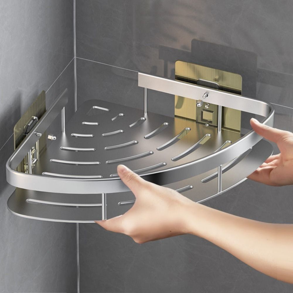 Aluminium Wall Shelf for Bathroom Corners - Cornerix-Silver-State of Style