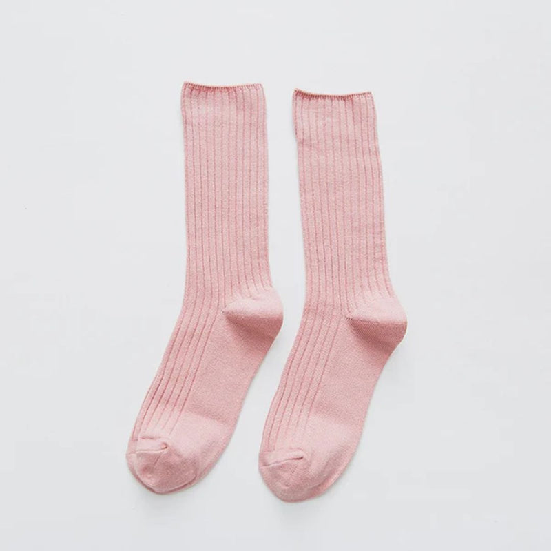 Amarah Traditional Socks – Classic Cotton Crew Socks with Vintage Style-Pink-State of Style