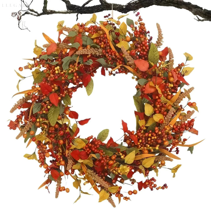 AmberLeaf Autumn Rattan Wreath-35cm-State of Style