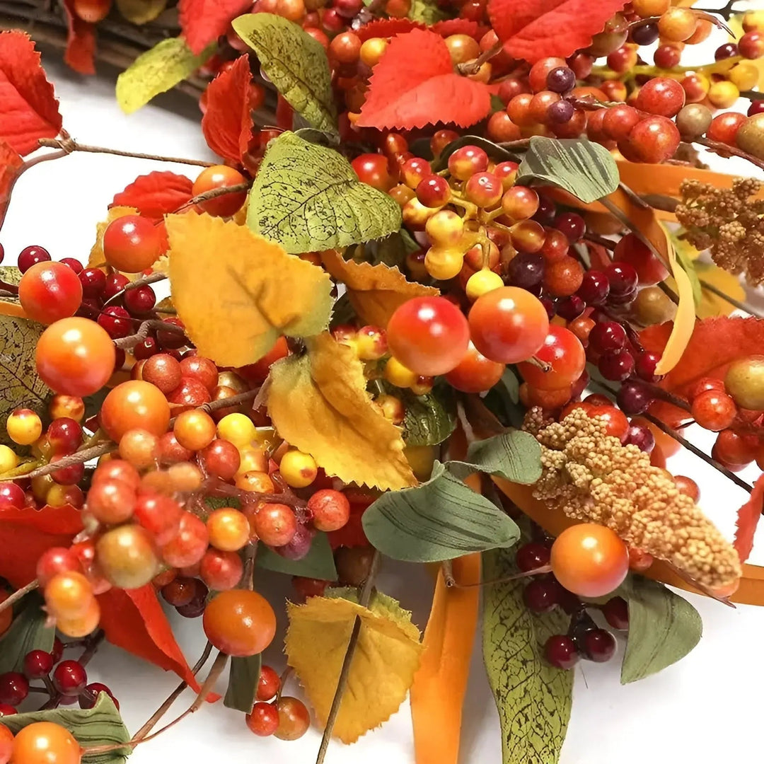 AmberLeaf Autumn Rattan Wreath-35cm-State of Style