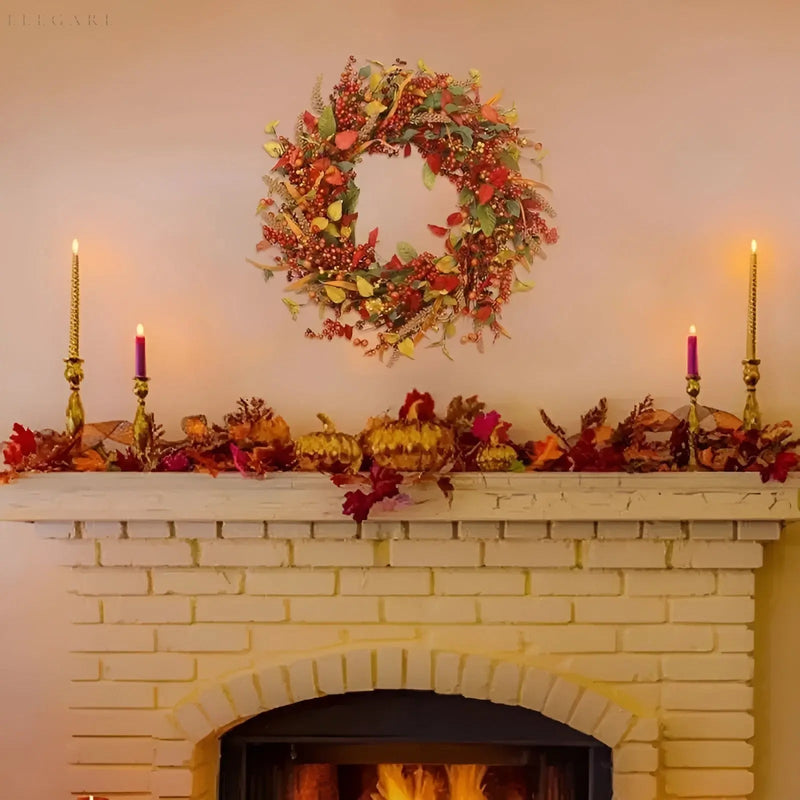 AmberLeaf Autumn Rattan Wreath-35cm-State of Style