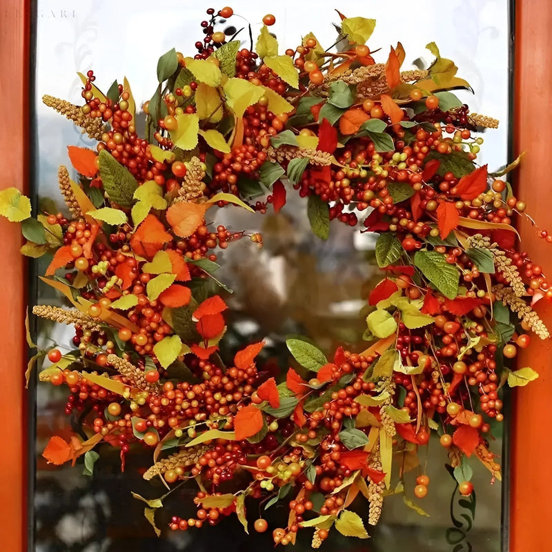 AmberLeaf Autumn Rattan Wreath-35cm-State of Style