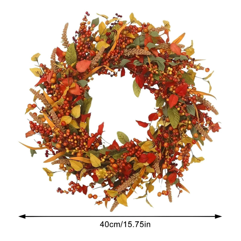 AmberLeaf Autumn Rattan Wreath-40cm-State of Style
