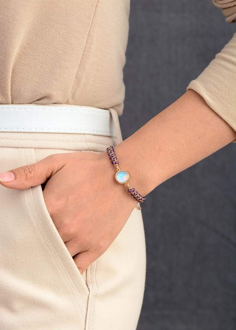 Amethyst Opal Yoga Bracelet - Aurielle-Purple-State of Style