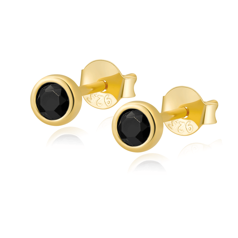 Amira Compact Circle Earrings-Gold-Black-State of Style