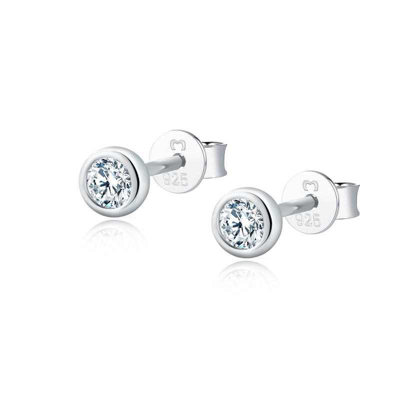 Amira Compact Circle Earrings-Silver-White-State of Style