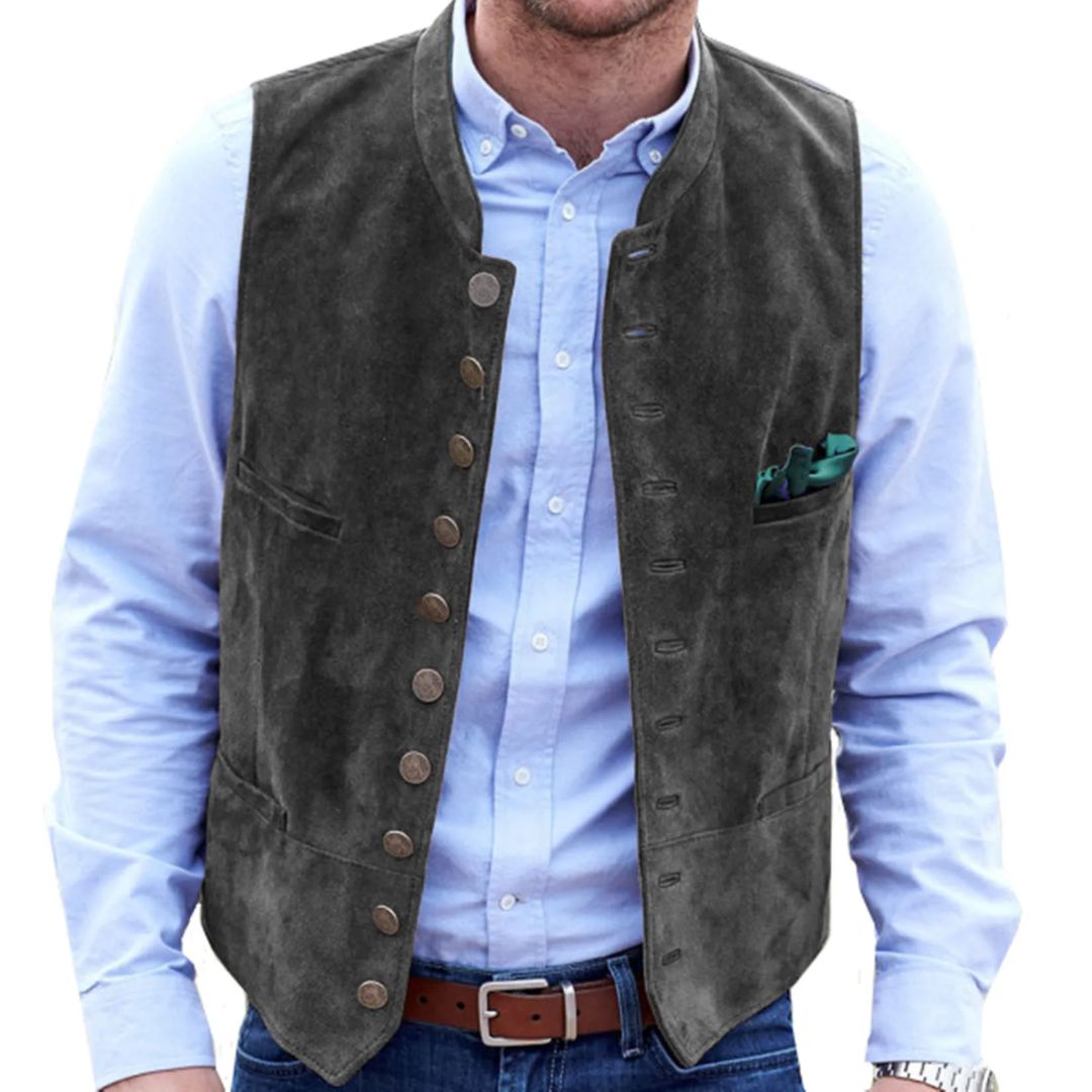 Angelo Traditional Vest – Steampunk-Inspired Velvet Waistcoat-Grey-S-State of Style
