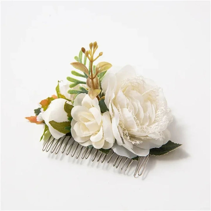 Anita Traditional Hair Accessory – Elegant Floral Hair Comb-White 2-State of Style