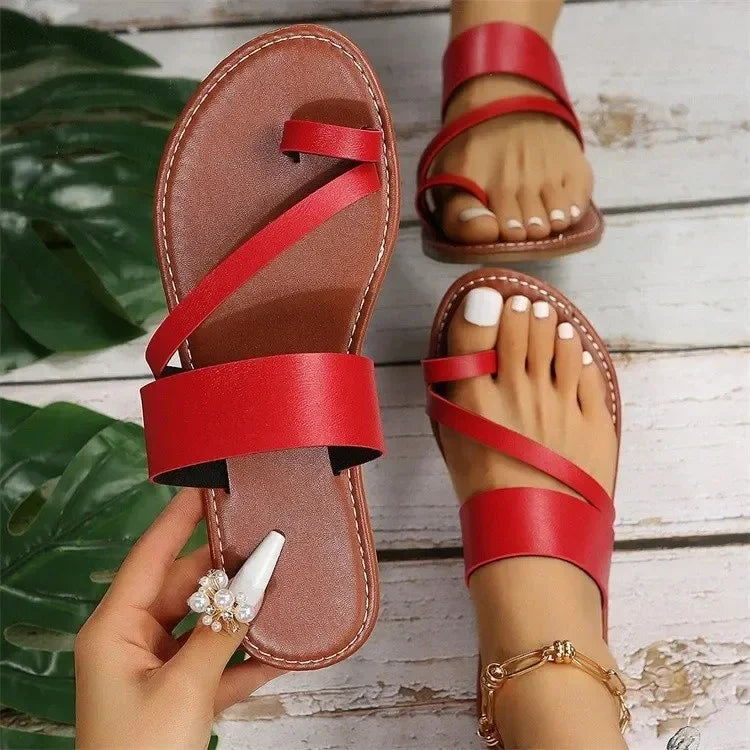 Anna - Orthopedische Cognac Cross-Strap Sandalen-Zwart-36-State of Style