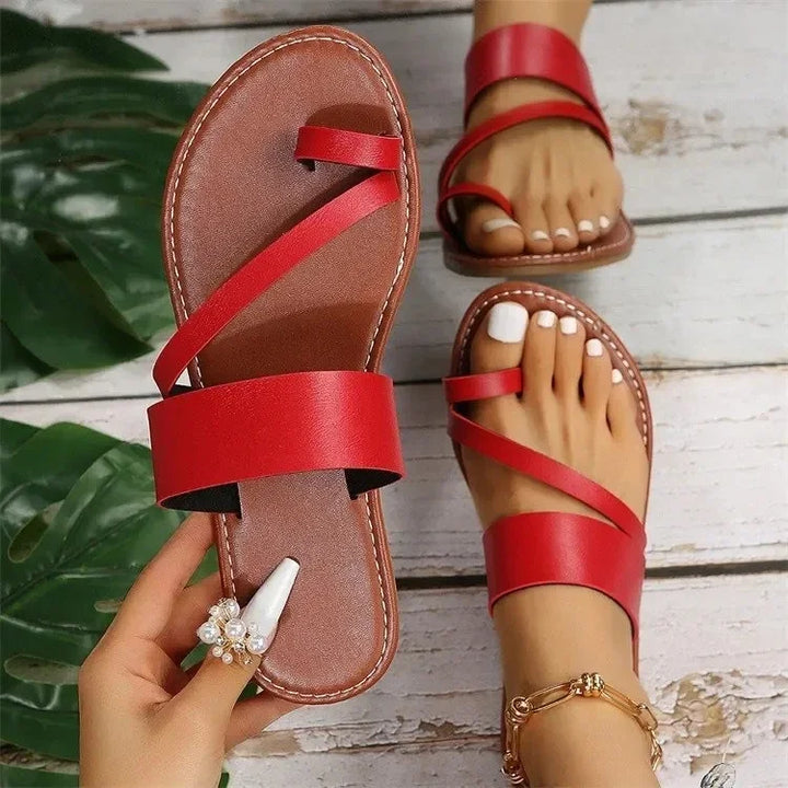 Anna - Orthopedische Cognac Cross-Strap Sandalen-Zwart-36-State of Style